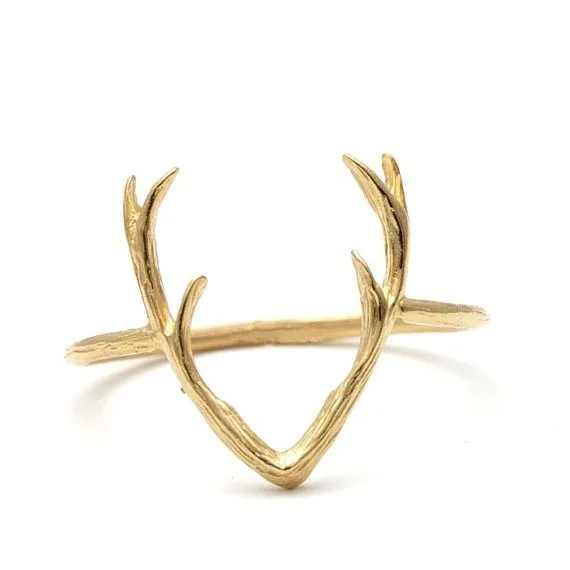 yiustar Simple Deer Antler ring women Animal women finger rings party gift