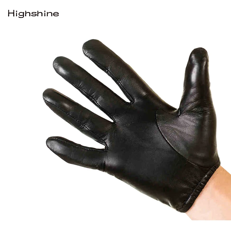 Men's Genuine Tight And Ultra Thin Shine And Smooth luxury Leather Gloves Fashion Short Wrist Touch Screen Gloves elmsk men s large pocket workwear shorts summer thin stretch comfortable capris personalized loose large fashion tight pants