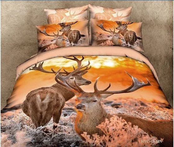 Deers prints 5pcs cotton 3d bedding sets bed cover queen size duvet linen comforter set | Дом и сад