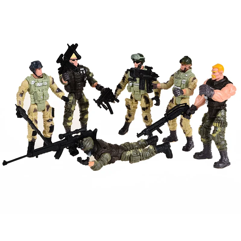

6 pcs American Privates Modern Toy Soldiers Models With Joint Movable With Weapons