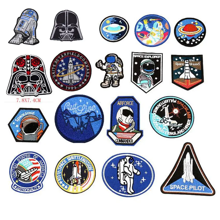 

2018 Real Parches Universe Space Astronaut Patches Planet Shaped Fabric Sticker Badges For Jeans T-shirt Decoration Star Wars