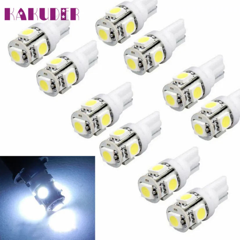 

Mar 17 New Arrivals 10pcs T 10 Wedge 5-SMD 5050 Xenon LED Light bulbs 192 168 194 W5W 2825 158 White