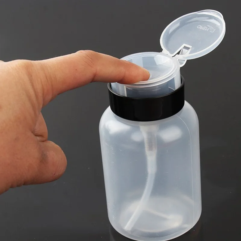 

1PC 200ml Empty Plastic Press Pump Clear Storage Bottle Nail Polish Gel Remover Clean Liquid Alcohol Water Storage Container