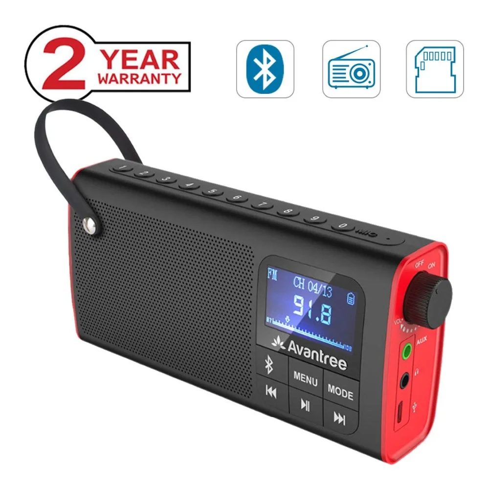 Avantree 3-in-1 Portable FM Radio with Bluetooth Speaker and SD Card Player, Auto Scan Save, LED display, Wireless Speaker Avantree 3-in-1 Portable FM Radio with Bluetooth Speaker and SD Card Player, Auto Scan Save, LED display, Wireless Speaker