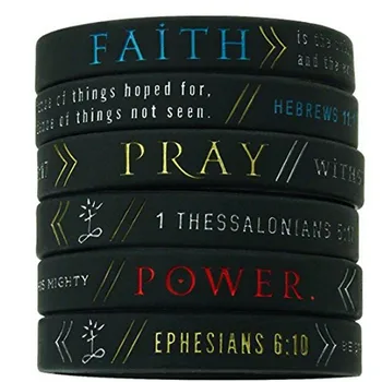 

300PCS JESUS Faith Power Pray Bible Hebrews 111 Ephesians 610 1Thessalonians 517 sport silicone rubber bracelet wristband