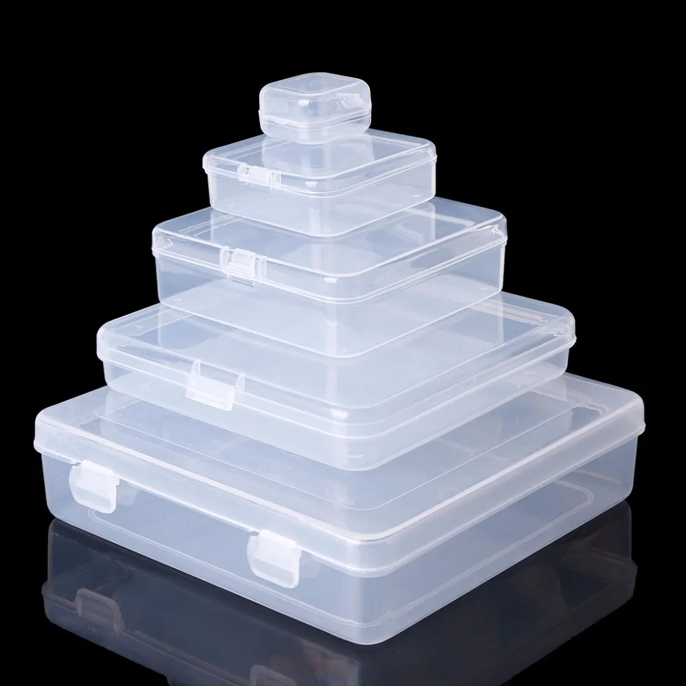 Square Transparent Plastic Jewelry Storage Boxes Beads Crafts Case Containers W215