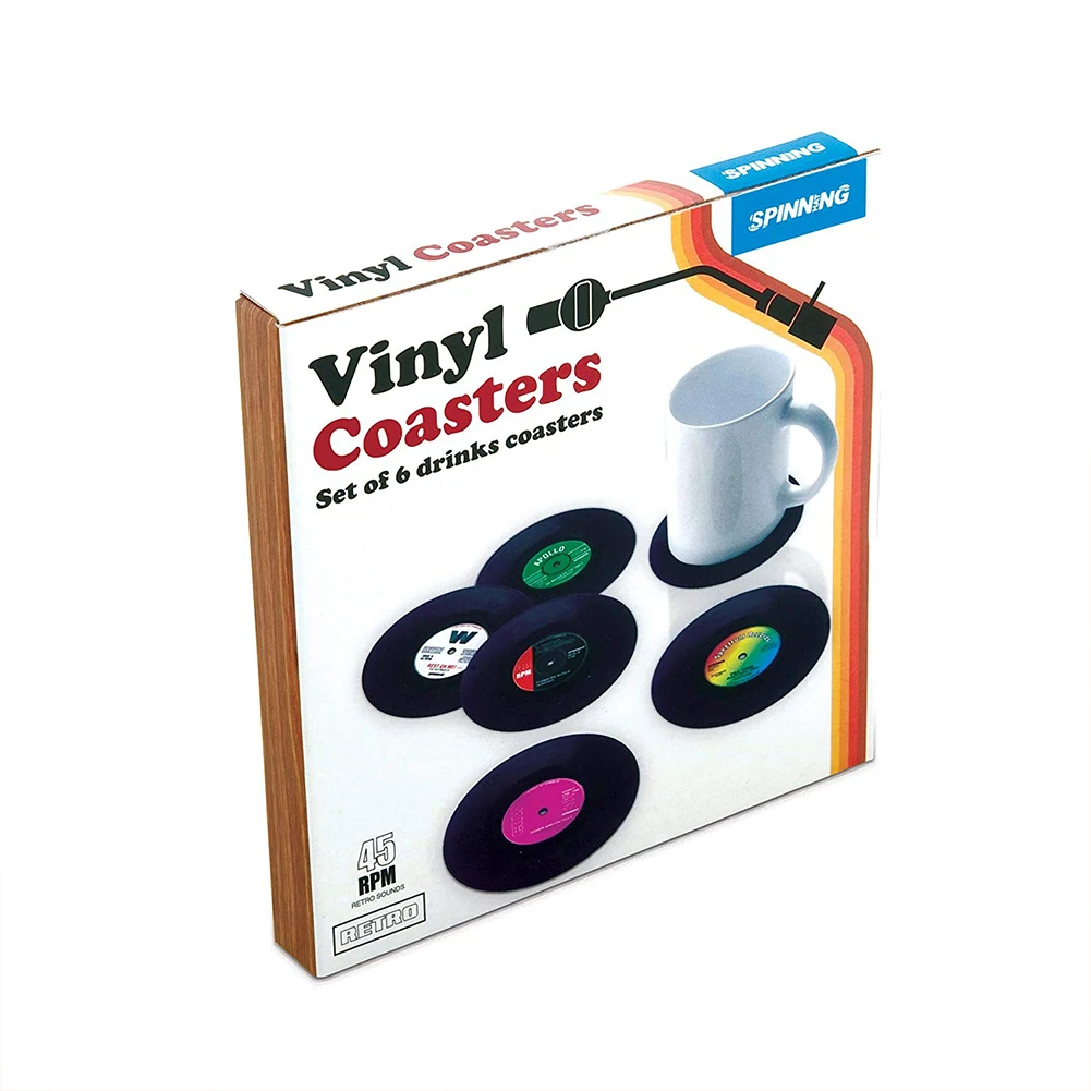 

Retro Vinyl Cd Record Coaster Classic Music Style Cup Mat For Cups, Mugs, Glasses As Shown
