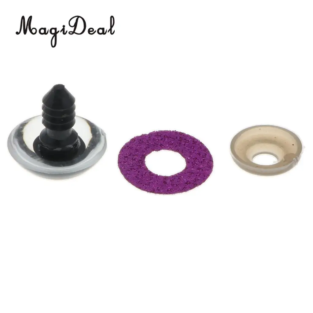 10pcs 16mm Plastic Round Safety Eyes + Glitter Nonwovens + Washers For Teddy Bear Soft Stuffed Toy DIY