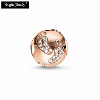 

2017 New Karma Baby Footsteps Beads In Rose Gold Color,Thomas Style Karma Diy, Fashion Jewelry,Mother's Day Gift
