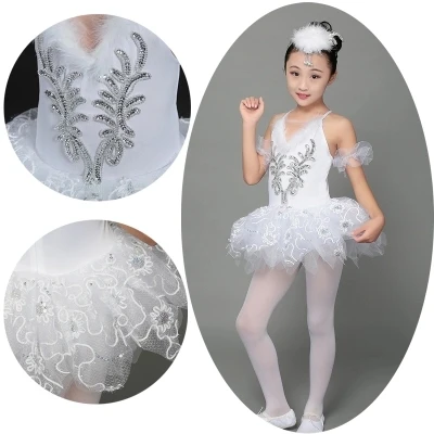 Детская Балетные костюмы маленький лебедь танец Платья для женщин Белый Юбки для женщин Обувь для девочек танцевальное Юбки для женщин tb7120