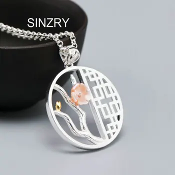 

Sinzry new fine jewelry 925 sterling silver hollow shell tree branch vintage pendant necklaces for female