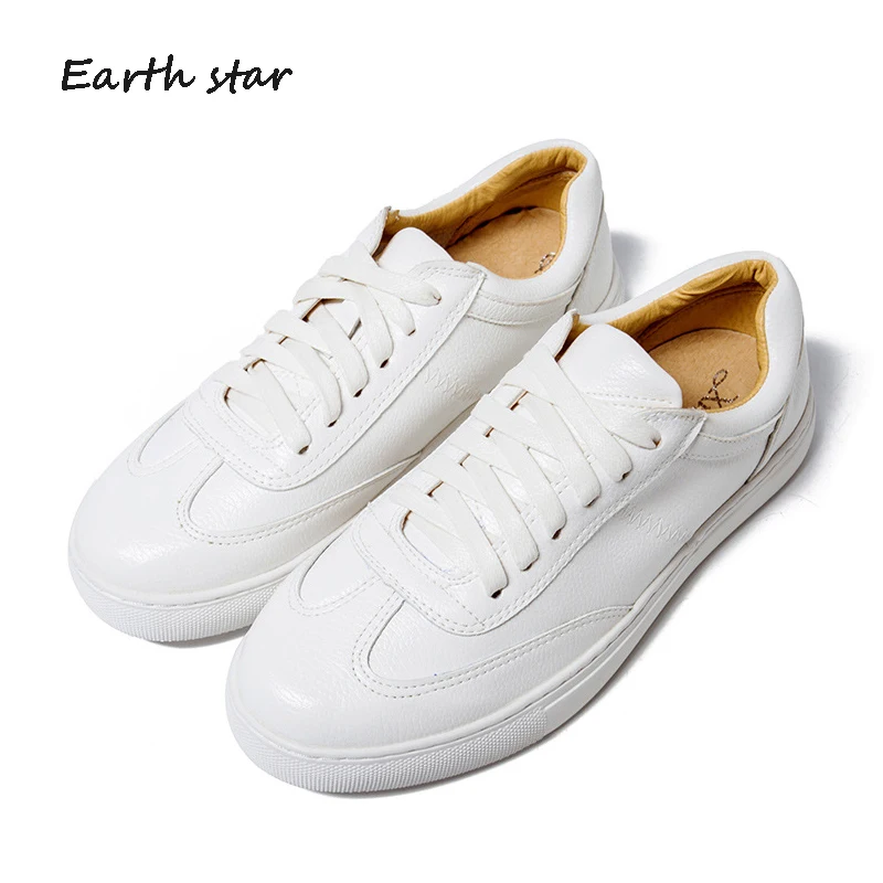 

Casual White Shoes Women Sneakers Platform zapatillas mujer Genuine Leather 2019 Spring chaussures femme Lady footware Lace Up