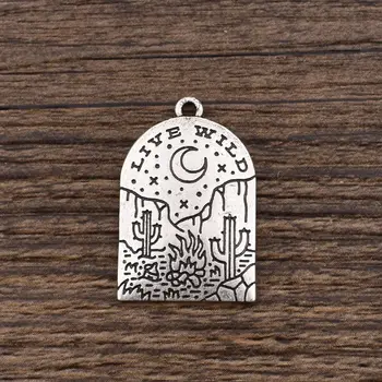 

SanLan 20PCS Wholesale DIY Live Wild Pendant Desert Camper Tag Incised Square Charms Accessory