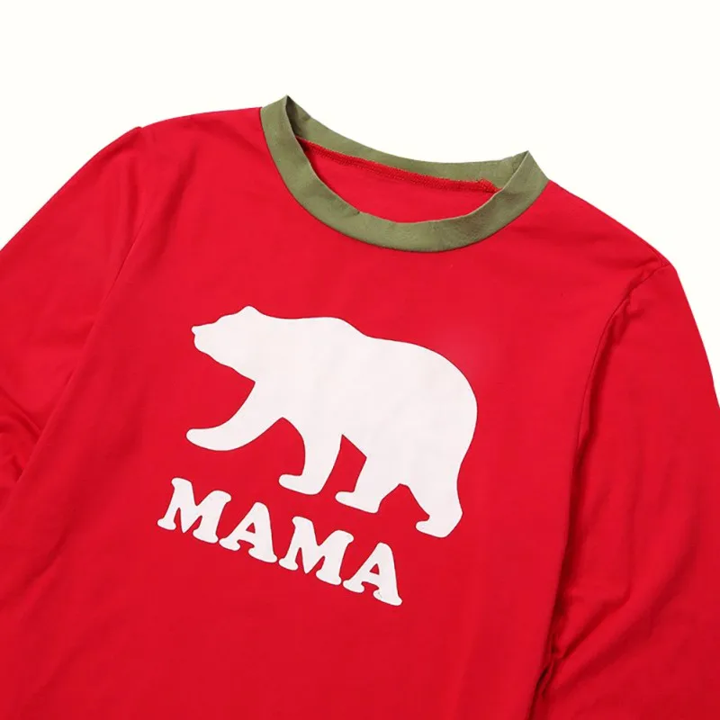 family matching christmas pajamas sleepwear bear letter printed