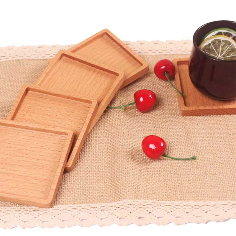 1pcs Natural Wood Kitchen Pads Square Round Mini Pallet Wine Glass Cup Pad Hot Cold Drink Coasters Mug Table Mats Cooking Aid