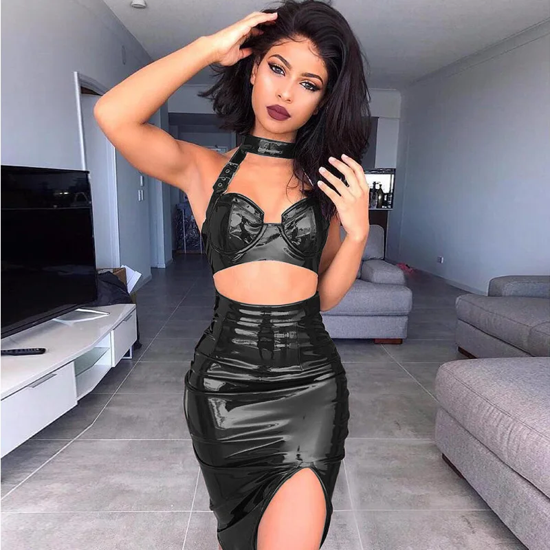 

2018 Foreign Trade Suit-dress Shiny Skin Tube Top Vent Two Paper Dress Spring Xia Xinkuan Suit-dress