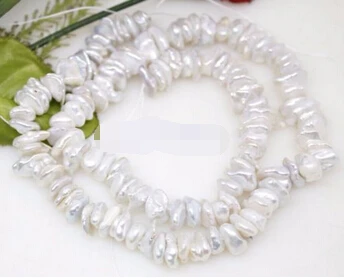 

shitou 00660 7mm-11mm natural luster white baroque keshi pearl stone loose beads 15.5"