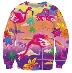 Модная одежда Повседневная Толстовка Фламинго 3D полная печатных толстовки с длинным рукавом Hipster Crewneck женщины/мужские наряды S-5XL Топы