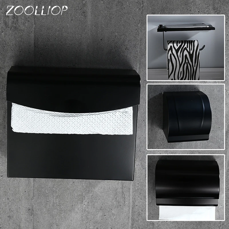 

Concise Wall Mount Toilet Paper Holder Bathroom Multicolor Fixture Stainless Steel Roll Paper Holders with Phone Shelf With baf