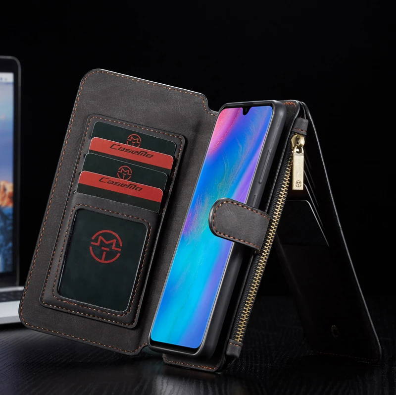 Для huawei P30 флип сплит-чехол для телефона Ретро кошелек сумка на молнии чехол 2 в 1 ремень бизнес-стенд карта смарт-чехол для huawei P30 Pro