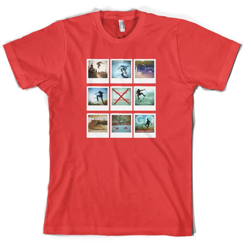Go SkateboardER Photo Collage Мужская футболка скейтборд Скейтер печать мужская короткий