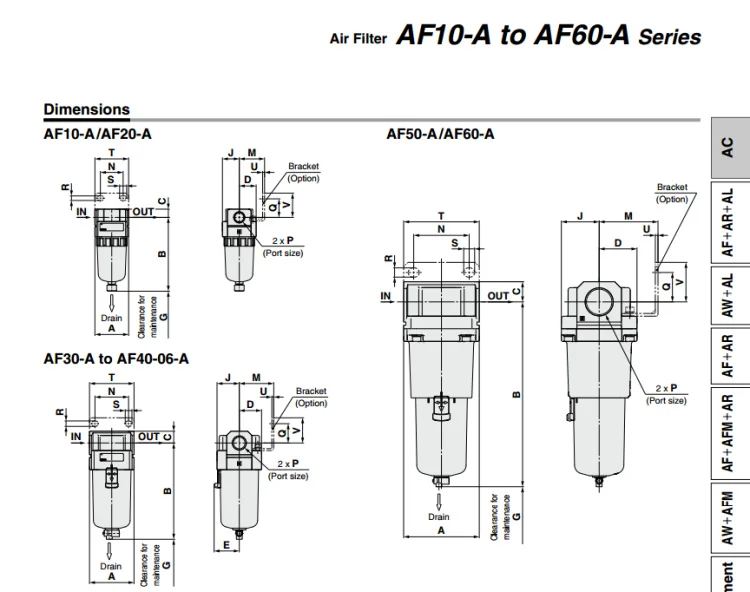AF5000-06D AF40-04 SMC Воздушный фильтр источника пневматические компоненты пневматические инструменты манометр в комплект не входит AF серия