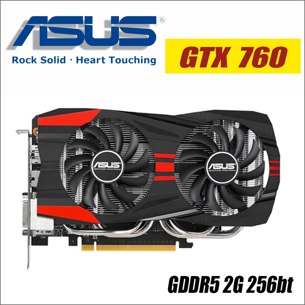 Видеокарта ASUS оригинал б/у GTX 760 2 Гб 256 бит GDDR5 видеокарты для nVIDIA VGA карты Geforce GTX760
