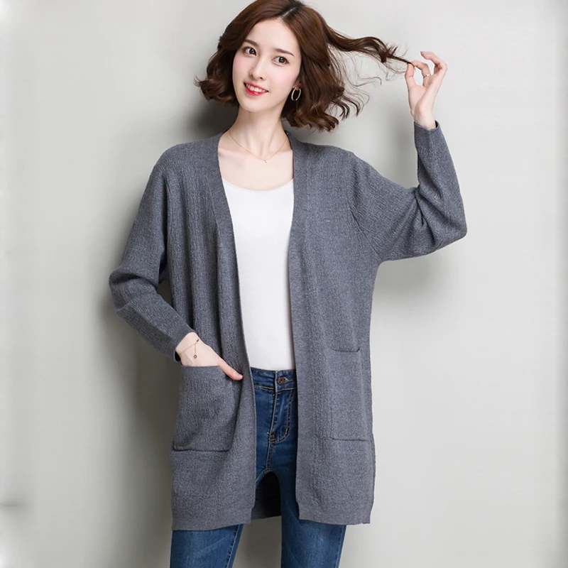 Plus Size Women New Spring Autumn Knitted Cardigan Outwear Female Long Korean Loose Cashmere Sweater Fashion Wild Coat YL287 |