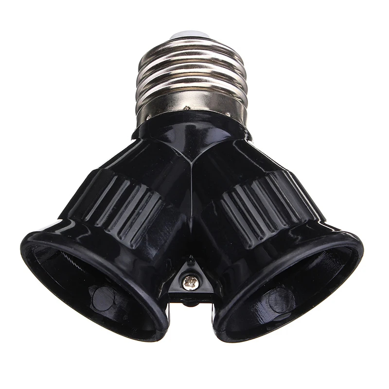 Black E27 Base To 2 Screw Light Lamp Bulb Socket Converter Splitter
