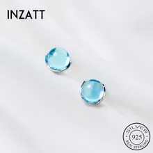 INZATT элегантные темпераментные красивые синие серьги из Искусственного хрусталя для женщин Помолвочные вечерние серебряные 925 модные ювелирные изделия подарок