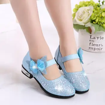 

Fashion Girls kids Shoes Rhinestone Glitter Leather Shoes For Girls Spring Children Princess Shoes Pink Silver Golden