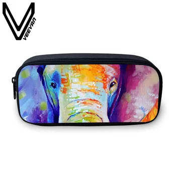 

VEEVANV Fashion Elephant Pattern 3D PU Prints Wallets Bags Zipper Toiletry Bag Teenager Wallets PU Pencil Student Bag Brand 2019