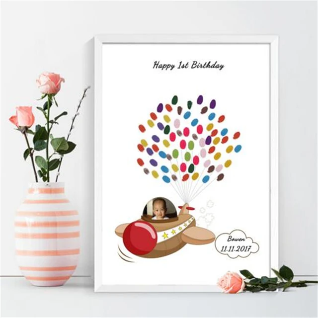 Custom Name Date Baby Shower Guestbook For Fingerprint Sign Of Space