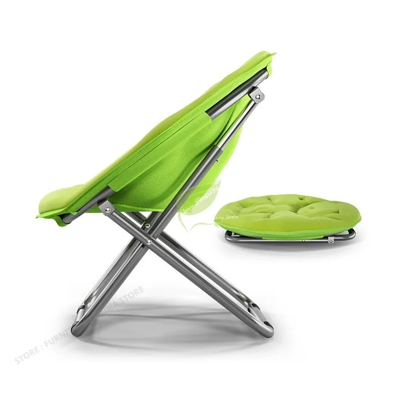 

Green Adult Moon Chair Chaise Lounge Folding Lunch Break Corduroy Lazy Sofa Sofa Balcony Backrest Modern