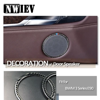 

NWIEV Car Styling 3D Stickers Carbon Fiber Door Speaker Circle Rings Loudspeaker Frame For BMW 3 Series E90 X1 E84 Accessories