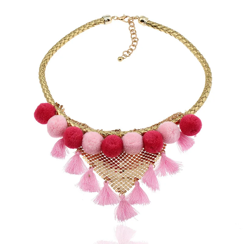 2017 Handmade Necklace Bohemia handmade colorful Choker necklace multicolor tassel Pendant chunky statement boho beanch | Украшения и