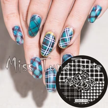 New Stamping Plate hehe75 Nail Art Template Flower Plaid Houndstooth Swallow Grid Elegant Stamping Transfer DIY