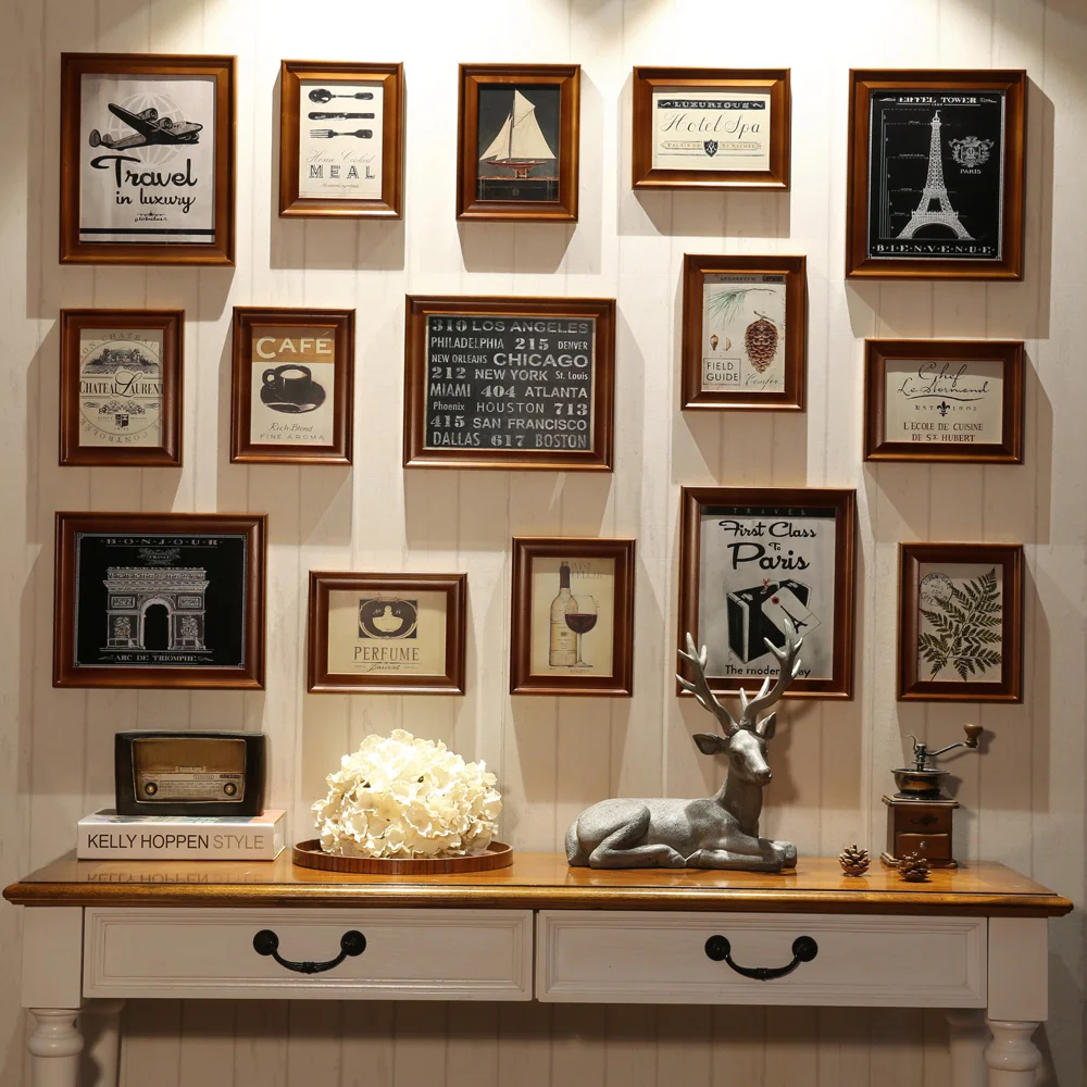 15 teile/satz Holz Foto Rahmen, Vintage Stil Foto Rahmen, Schwarz Holz