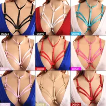 Модные бюстгальтер портупея Для женщин нагрудный ремень с сексуальным v-образным вырезом укороченный Топ белье портупея регулировки пастельный, готический панк металлический Косплэй Вечерние