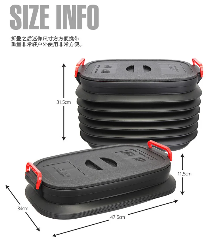37l ao ar Livre Telescópica Balde Capa Dobrável Receptáculo Sundries Carro Caixa Multi-purpose Pesca Piquenique Grande Bolsala Portátil 6 Bolsas de piquenique