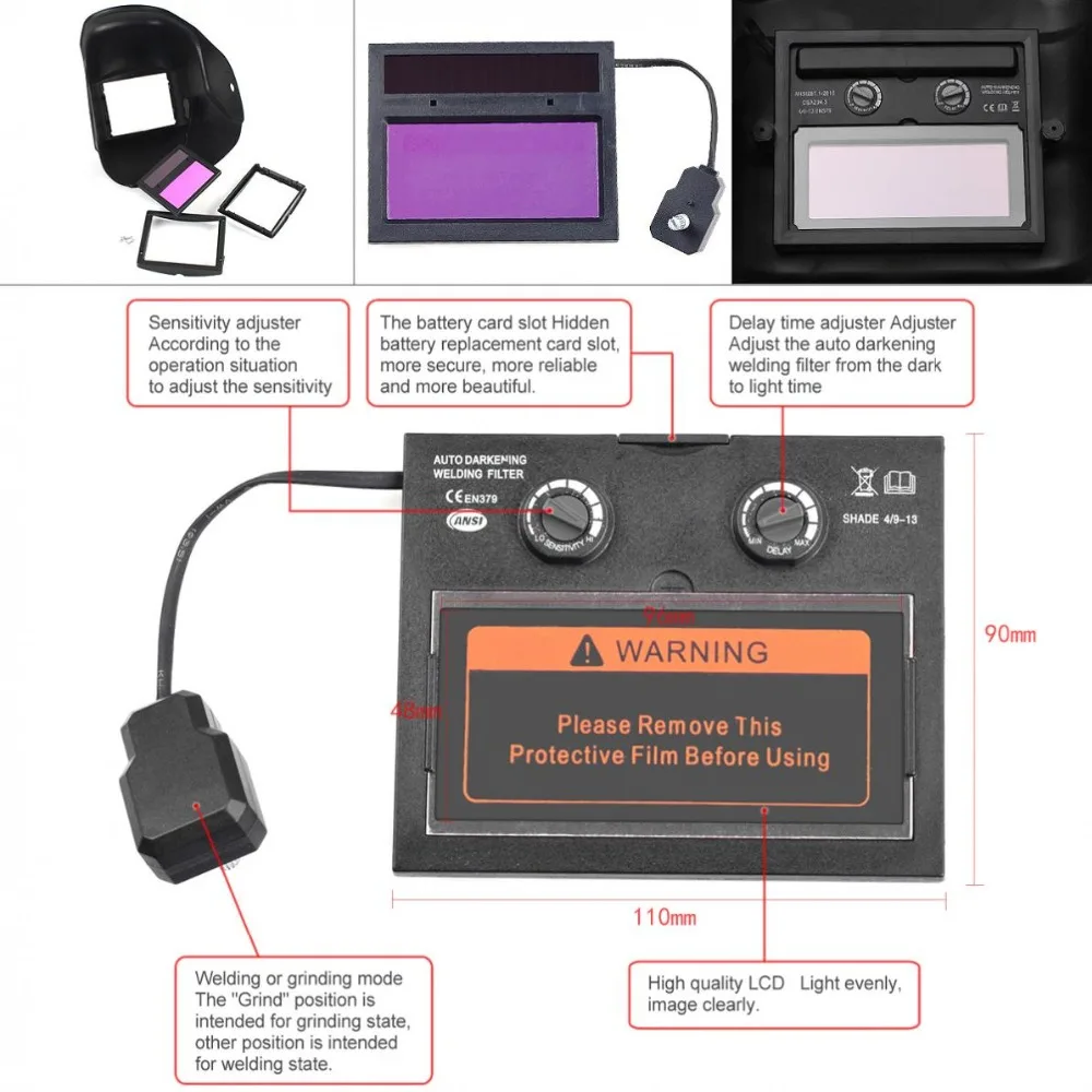 Солнечный автоматический сварочный шлем Сварочная маска автоматический сварочный щит MIG TIG ARC сварочный щит(Терминатор