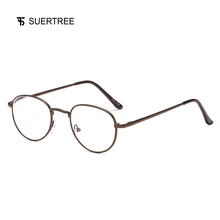 SUERTREE Модные анти синие круглые металлические очки для чтения удобные компьютерные очки ультралегкие классические унисекс очки BM281