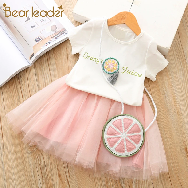 Bear Leader 2016 New bebe Fashion Kids Girls Clothes Set Black Bowknot Short T-shirt +Flowers Ball Gown Dress 2pcs Clothing Sets