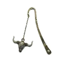 Демон с рогами, кулоном в виде головы коровы, ретро люминисцентная закладка в стиле ретро, металлические звезды, луна, Гравировальный узор, элегантная красивая прическа