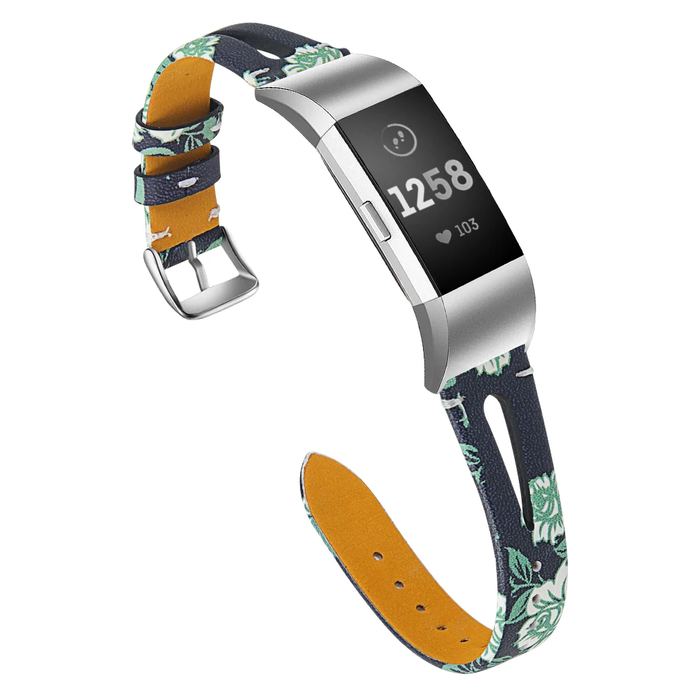 Для Fitbitand charge 2 кожаный ремешок для часов классический ремешок для часов сменный принт умный Браслет ремешок