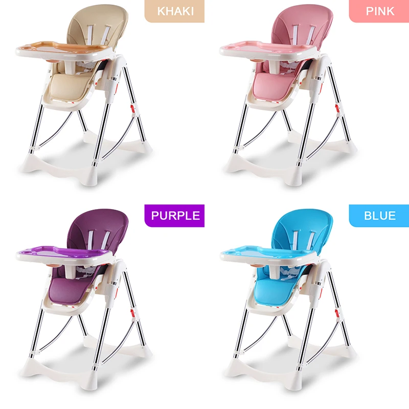 Baby High Chair For Kids Adjustable Feeding Chair With PU Leather Cushi on Dining Table With multi-function Highchair Foldable .