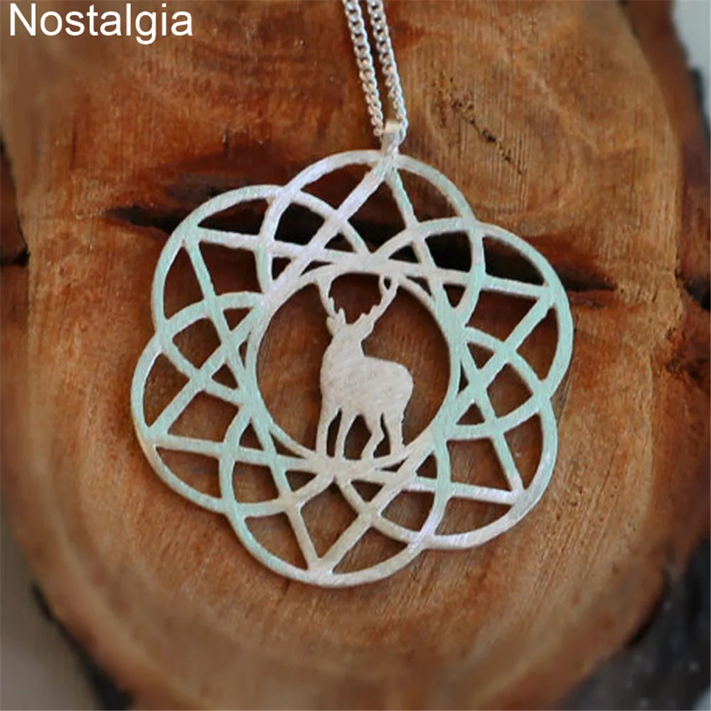 

Nostalgia Seed Flower Of Life Sacred Geometry Wicca Pentagram Animal Deer Necklace Buddhist Yoga Fleur De Vie Collier Femme