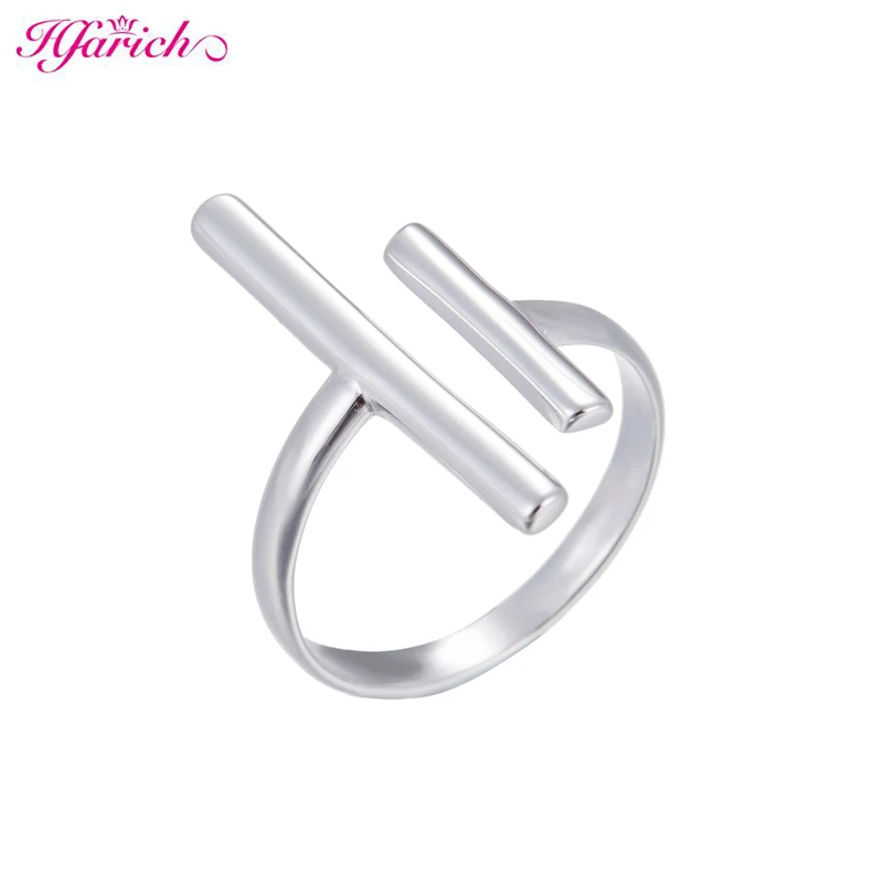 

Hfarich Silver Color Double Bar Ring for Women Adjustable Geometric Wedding Bands Jewelry Gifts New Year Gifts