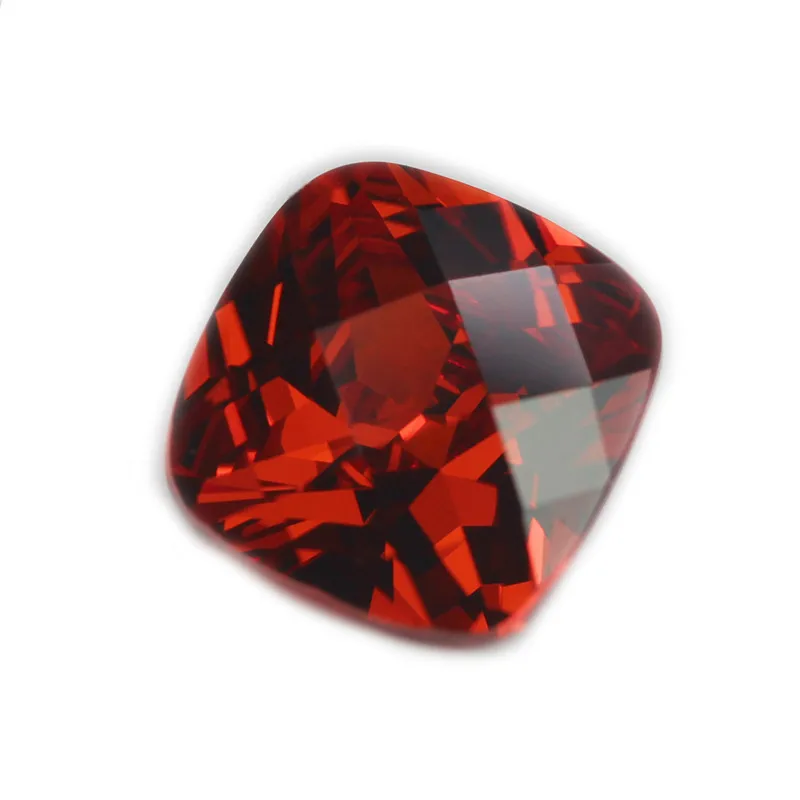 

faceted garnet beads square shaped for jewelry making one checker board cushion with 10X10mm red cubic zircon CZ