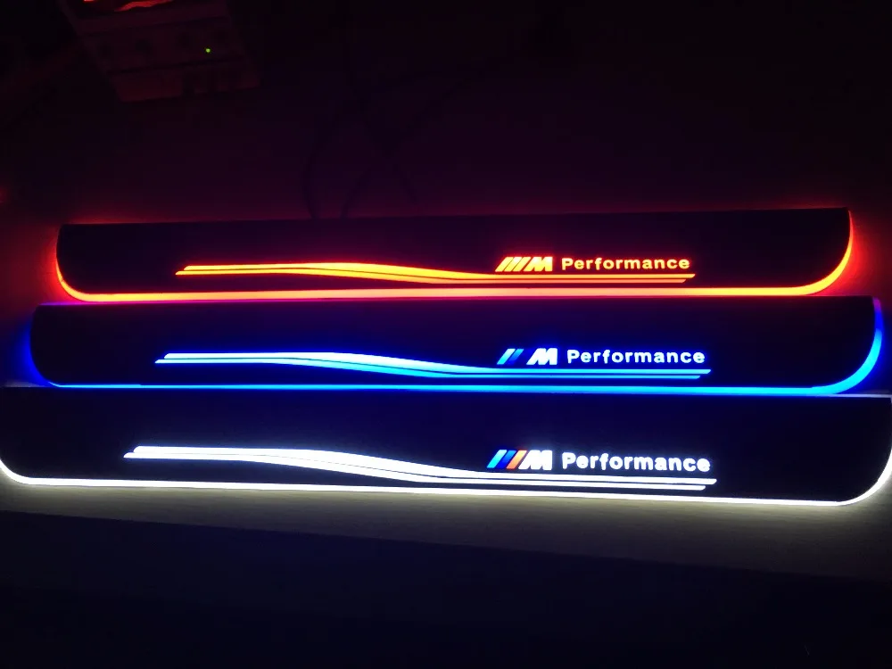 

Qirun acrylic led moving door scuff welcome light pathway lamp door sill plate linings overlays for BMW E90 3 series 2006-2011